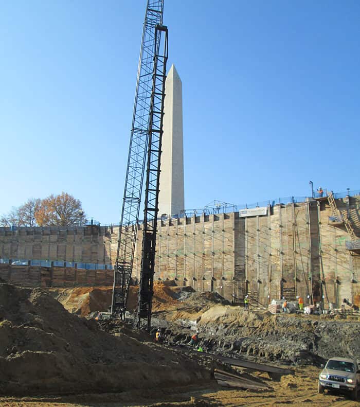 Seismic Surveys vibration monitoring at civil construction site near Washington Monument