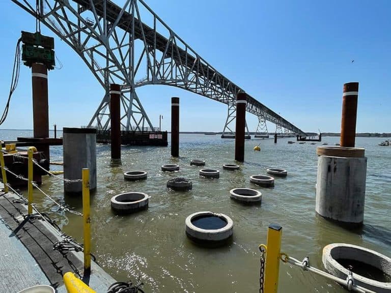 Environmental noise monitoring site for a massive marine bridge infrastructure project over open water